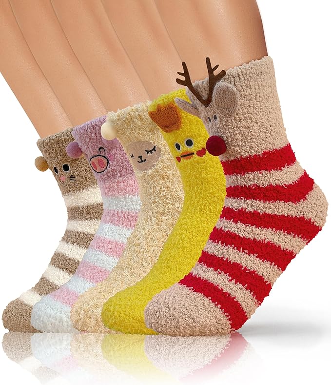 TEHOOK Warm & Cozy Gifts for Women, Fluffy Fuzzy Plush Sleeping Slipper Socks - Soft Warm Fabric