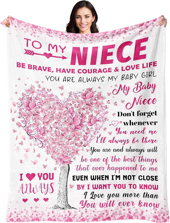 BAOERN Niece Gifts from Auntie - Mothers Day Blanket Gifts for Niece - to My Nieces Gift from Aunt Uncle - Nieces Birthday Present - Gift for Teen Girls & Kids - to My Niece‘s Blanket 60"x80"