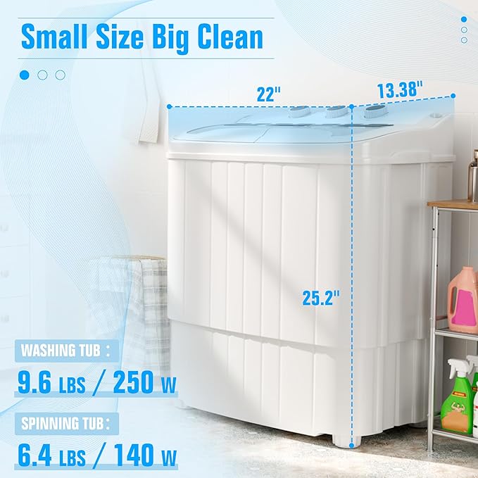 Pataku Portable Washing Machine, 17.6 Lbs Compact Mini Washer and Dryer Combo,Twin Tub Laundry Washer with Spin Cycle, Soaking Function Ideal for Apartment, Dorms, RVs Camping, Grey