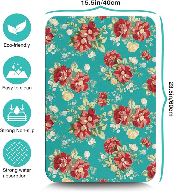 Coffee Bar Mat Accessories for Countertop Absorbent Hide Stain Rubber Backed Dish Drying Mats for Kitchen Counter Draining Pad Decor Gift(24x16in)