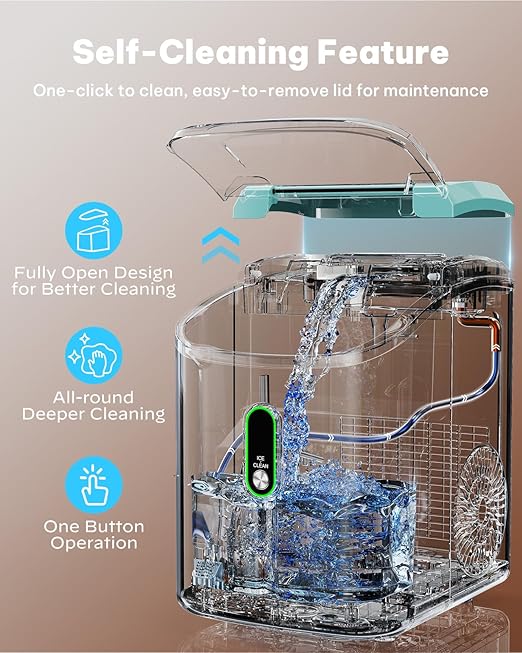 Silonn Nugget Ice Maker Countertop, Pellet Ice Machine with Self-Cleaning Function, Sonic Ice Maker Produces 36lbs of Chewable Ice in 24 Hours, Ideal for Home Kitchen and Office (Green)