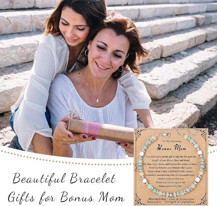 JoycuFF 𝗚𝗶𝗳𝘁𝘀 𝗳𝗼𝗿 𝗪𝗼𝗺𝗲𝗻 𝗠𝗼𝗼𝗻𝘀𝘁𝗼𝗻𝗲 𝗕𝗿𝗮𝗰𝗲𝗹𝗲𝘁 Amazonite Colorful Imperial Jasper Stainless Steel Beads Bracelets, Mothers Day Birthday Christmas Valentines Graduation Gifts