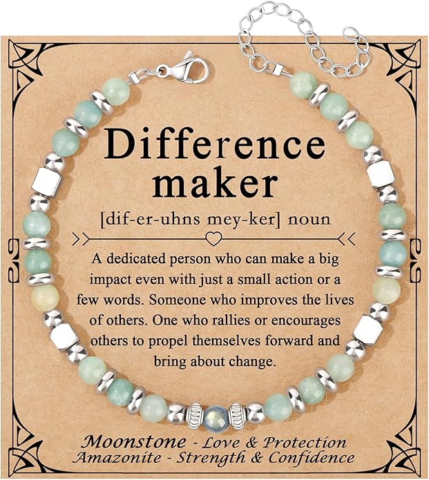 JoycuFF 𝗚𝗶𝗳𝘁𝘀 𝗳𝗼𝗿 𝗪𝗼𝗺𝗲𝗻 𝗠𝗼𝗼𝗻𝘀𝘁𝗼𝗻𝗲 𝗕𝗿𝗮𝗰𝗲𝗹𝗲𝘁 Amazonite Colorful Imperial Jasper Stainless Steel Beads Bracelets, Mothers Day Birthday Christmas Valentines Graduation Gifts