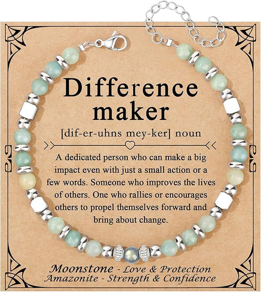 JoycuFF 𝗚𝗶𝗳𝘁𝘀 𝗳𝗼𝗿 𝗪𝗼𝗺𝗲𝗻 𝗠𝗼𝗼𝗻𝘀𝘁𝗼𝗻𝗲 𝗕𝗿𝗮𝗰𝗲𝗹𝗲𝘁 Amazonite Colorful Imperial Jasper Stainless Steel Beads Bracelets, Mothers Day Birthday Christmas Valentines Graduation Gifts