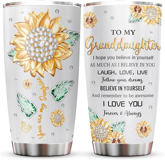Muilzon Granddaughter Gifts from Grandma/Grandpa Tumblers 20oz - Birthday Christmas Graduation Gifts for Granddaughter - Best Gift Ideas for Granddaughters
