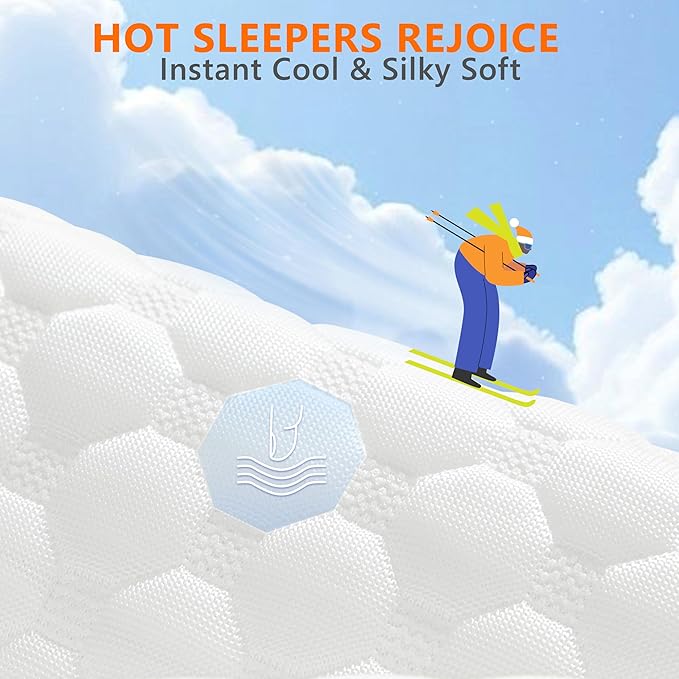 UYWO Cooling Pillows Standard Size Set of 2, Memory Foam Pillows with Zipper, Firm Bed Pillows Adjustable for Hot Side Back Stomach Sleepers