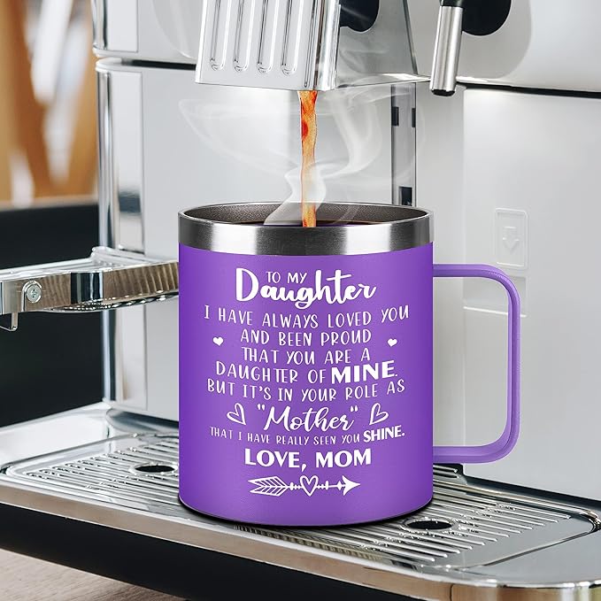 Hexagram Mothers Day Gifts for Daughter, 14oz Mug, Daughter Gift from Mom, Gift for Daughters from Mothers Day, 18/8 Stainless Steel Mug