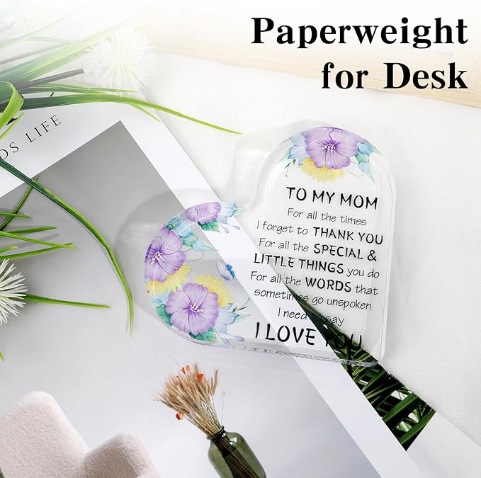 Mothers Day Gift for Mom from Daughter Son, Birthday Gift for Mom, Mothers Day Gift Ideas Acrylic Desk Decor Thanksgiving Birthday Valentines Gifts for Mom Presents for Mom
