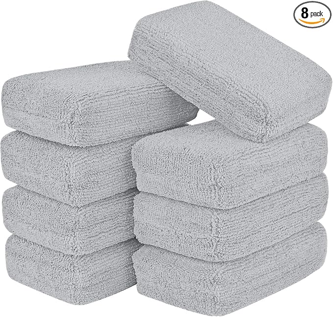 AIDEA Microfiber Applicator Pad-8Pack, Car Wash Sponge, Premium Microfiber Sponge and Cleaning Pads, Perfect for Effortless Wax, Sealant, and Conditioner Application-Grey