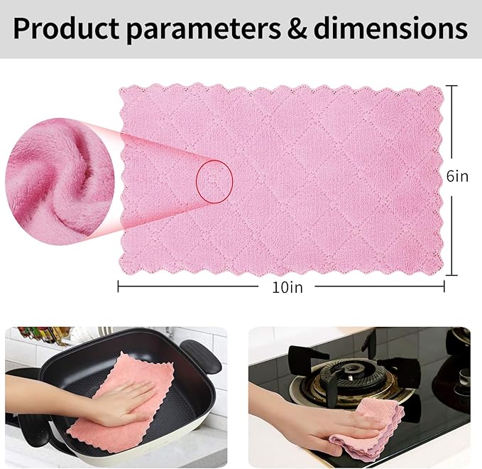 GADIEDIE 20 Pack Kitchen Dish Cloths Dish Towels,Super Absorbent Coral Fleece Cloth,Premium Cleaning Cloth,Nonstick Oil Washable Fast Drying Dish Rags for Clean Table,Dish,Glass（5Colors 6"x10"）
