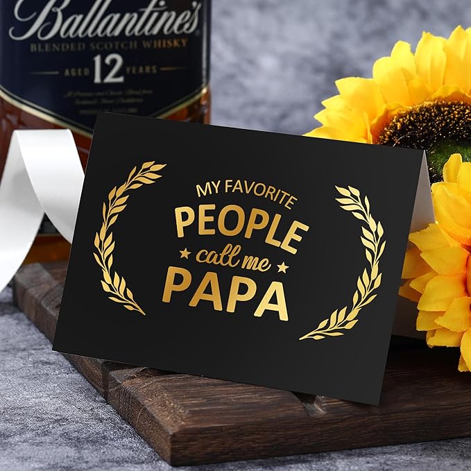 Papa Gifts from Grandkids Papa Birthday Gifts for Men Happy Birthday Gift Ideas for Best Papas from Grandson Granddaughter Grandchildren Funny Gift Set for Christmas, Fathers Day with Hat, Wine Glass