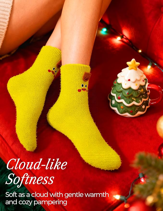 TEHOOK Warm & Cozy Gifts for Women, Fluffy Fuzzy Plush Sleeping Slipper Socks - Soft Warm Fabric