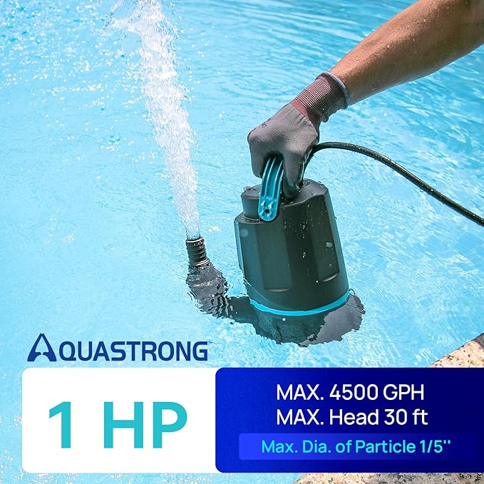 Aquastrong 1HP Submersible Sump Pump 4500 GPH 30ft Lift