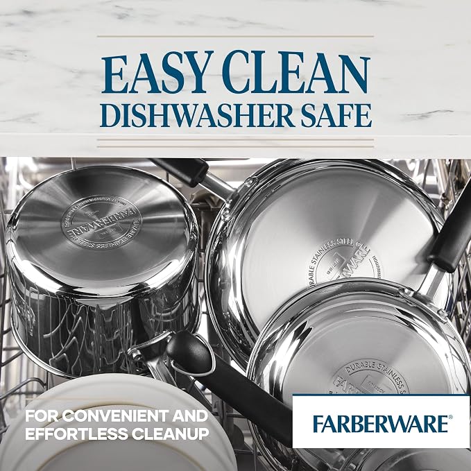 Farberware Brilliance Stainless Steel Stock Pot with Lid, 8 Quart