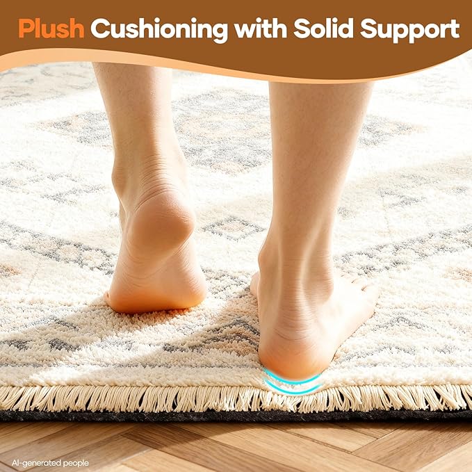 Veken Non Slip Cushioned Rug Pad Gripper 8 x 10 Ft, Felt and Silicone Backing, 1/4 inch Thick, Carpet Liner Protector Mat for Area Rugs and Hardwood Floors, with Over 99 Pcs Anti-Slip Strips Pattern