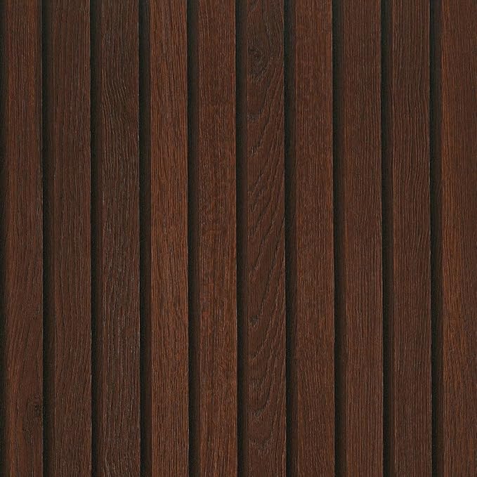 FunStick 24"x200" Slats Wood Wallpaper Peel and Stick Wall Paper Brown Walnut Slatted Wood Vinyl Self Adhesive Contact Paper Decorative for Cabinets Furniture Wooden Slat Wall Panels for Walls Bedroom
