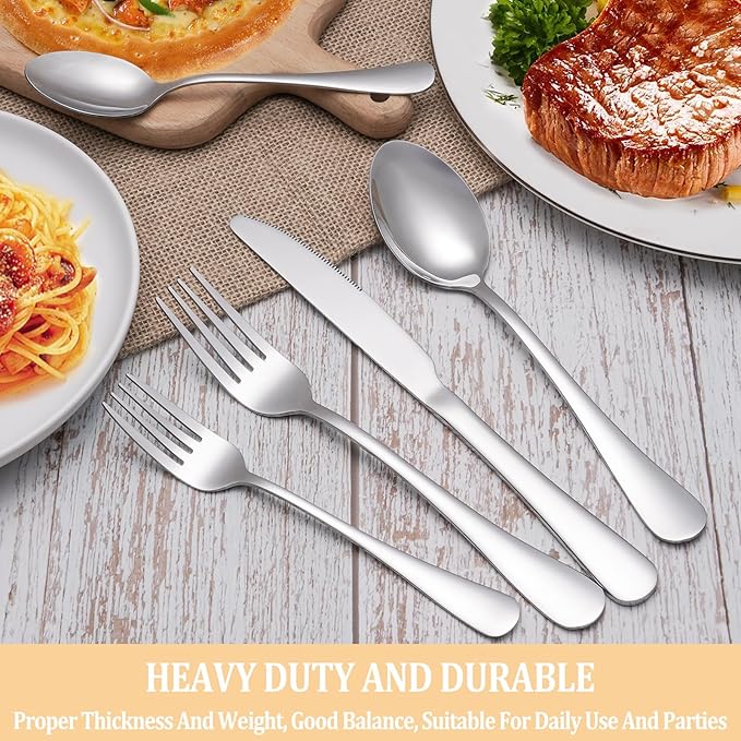 MUTNITT 30 Pcs Silverware Set Service for 6,Premium Stainless Steel Flatware Set,Mirror Polished Cutlery Utensil Sets,Durable Kitchen Eating Tableware Sets,Include Fork Knife Spoon,Dishwasher Safe