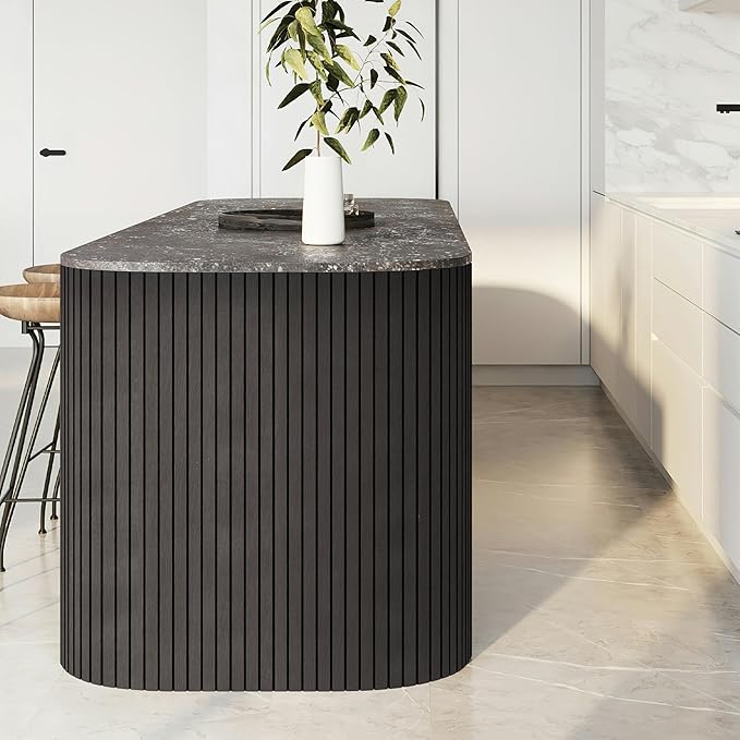 4-Piece Wood Slat Wall Panel for Interior Wall Decor Noise Cancelling 47.2" x 23.6" Peel and Stick Acoustic Decorative 3D Sound Absorbing Wall Paneling, Black Grey