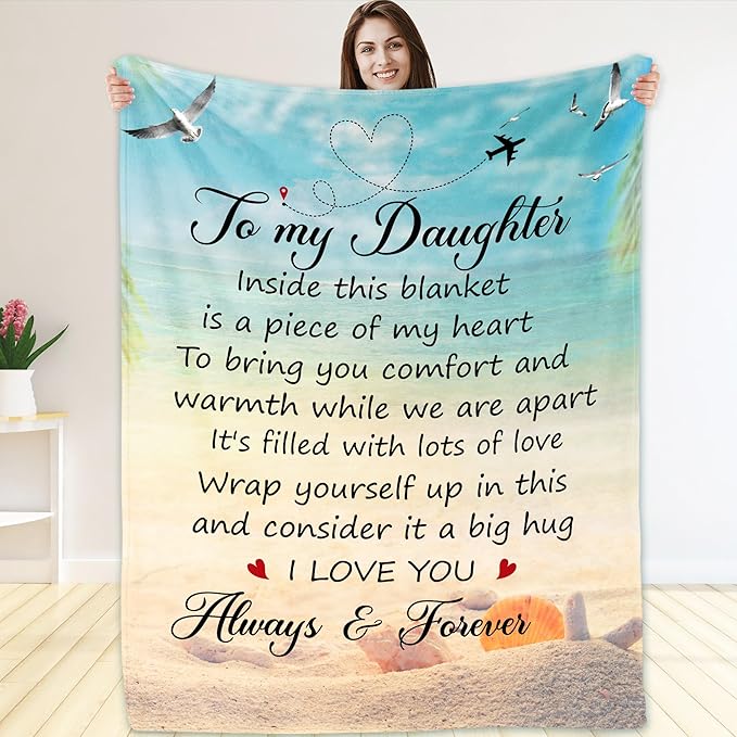 Daughter Gifts from Mom and Dad – to My Daughter Blanket, Thoughtful Mothers Day, Birthday, or Graduation Gift, Best Gift Idea for Her, Soft and Cozy Throw Blanket 50x60 Inches