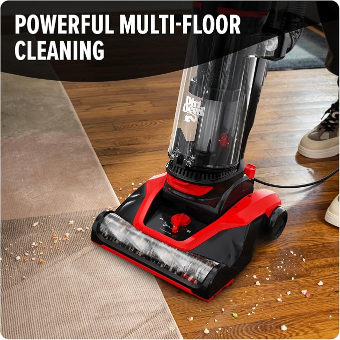Dirt Devil Multi-Surface Extended Reach+ Upright Bagless Vacuum Cleaner | Ideal for Carpet and Hard Floor, Powerful, Lightweight, Corded Vacuum Cleaners for Home Use