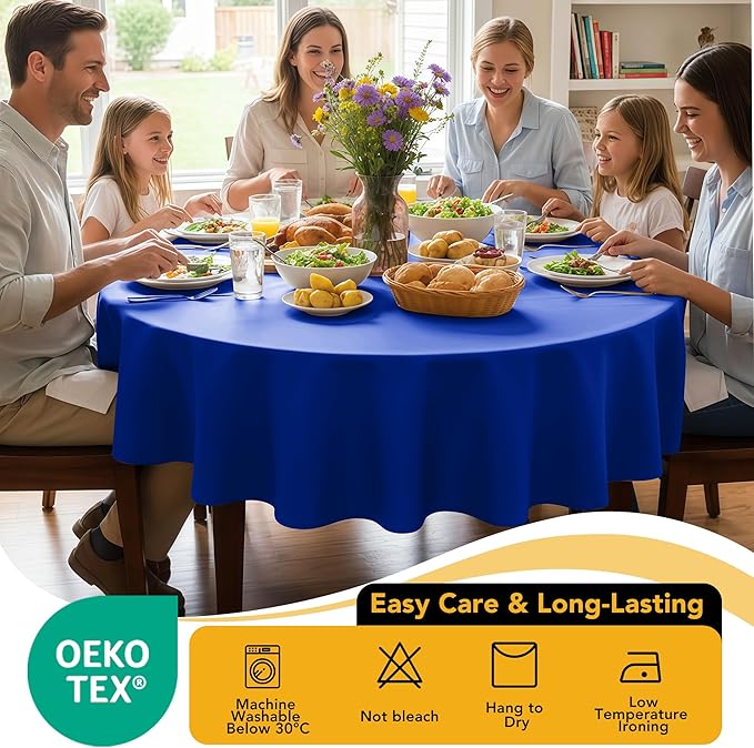 10-Pack Royal Blue Round Tablecloths, 90 Inches, Stain-Resistant Polyester for 4-5 Ft Round Tables - Washable Table Covers for Weddings, Banquets, Birthday Parties, Events
