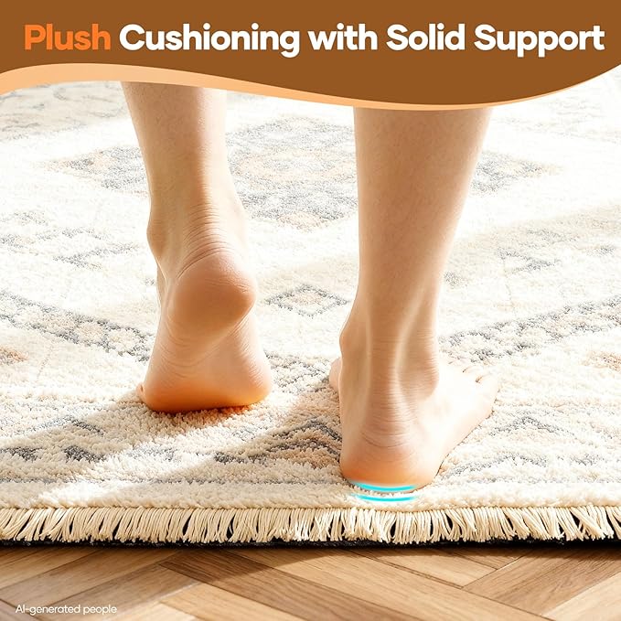Veken Non Slip Cushioned Rug Pad Gripper 10 x 14 Ft, Felt and Silicone Backing, 1/8 inch Thick, Carpet Liner Protector Mat for Area Rugs and Hardwood Floors, with Over 99 Pcs Anti-Slip Strips Pattern