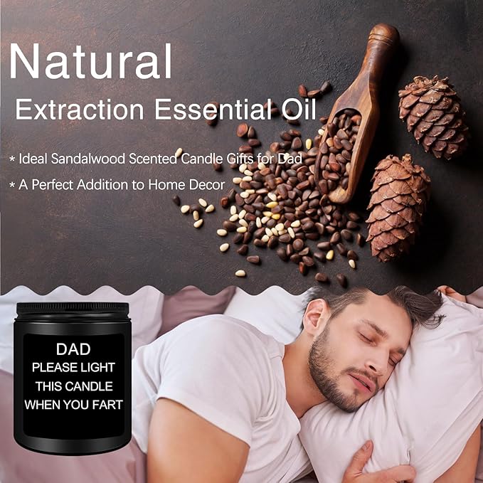 Homsolver Gift for Dad, Fathers Day Christmas Birthday Dad Gifts from Daughter Son - Sandalwood Scented Candle (7OZ)