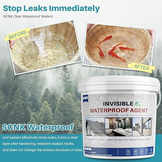 5000g Transparent Waterproof Coating Agent, SCNK Clear Waterproof Sealant, Repair Leaks Indoor and Outdoor Liquid Water Proof Sealant