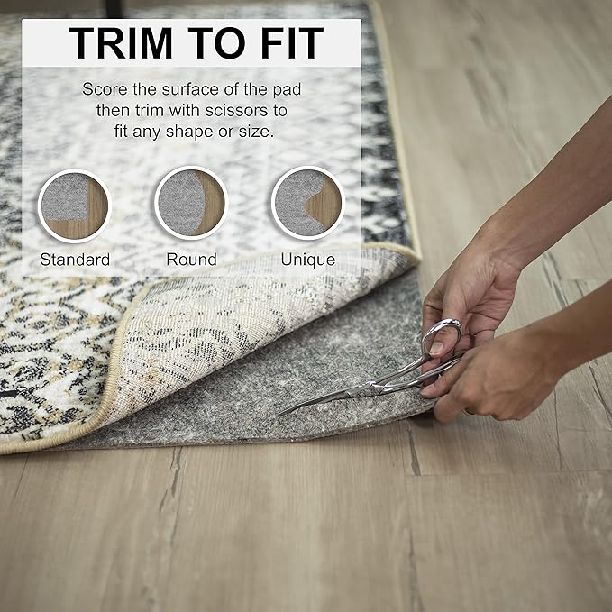 Mohawk Home Non Slip Rug Pad 2' x 20' - 1/2" Thick Felt + Latex Rubber Gripper - Dual Surface Cushion for Hardwood, Carpet, Tile Floors, Made in USA