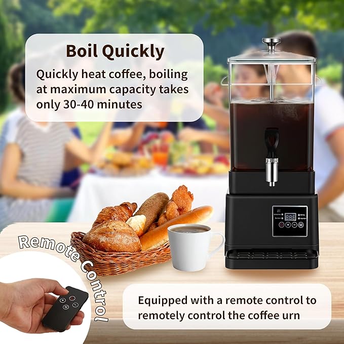 Commercial Coffee Urn Hot Beverage Dispenser Coffee Maker, Food-grade Plastic 10 L 65 Cups, Hot Chocolate Machine, Electric Percolator for Catering Hot Water for Hot Cocoa, Drink, Tea, Juice