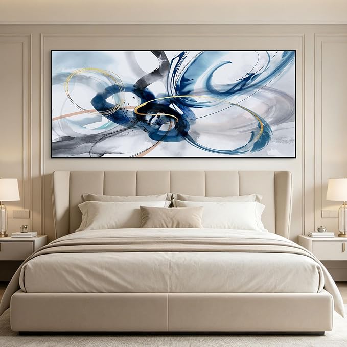 KLAKLA Abstract Wall Art 86x39 Inches - Huge Canvas Picture Wall Decor Living Room Oversized Artwork for Walls Bedroom Office Decoration Modern Frame Wall Art
