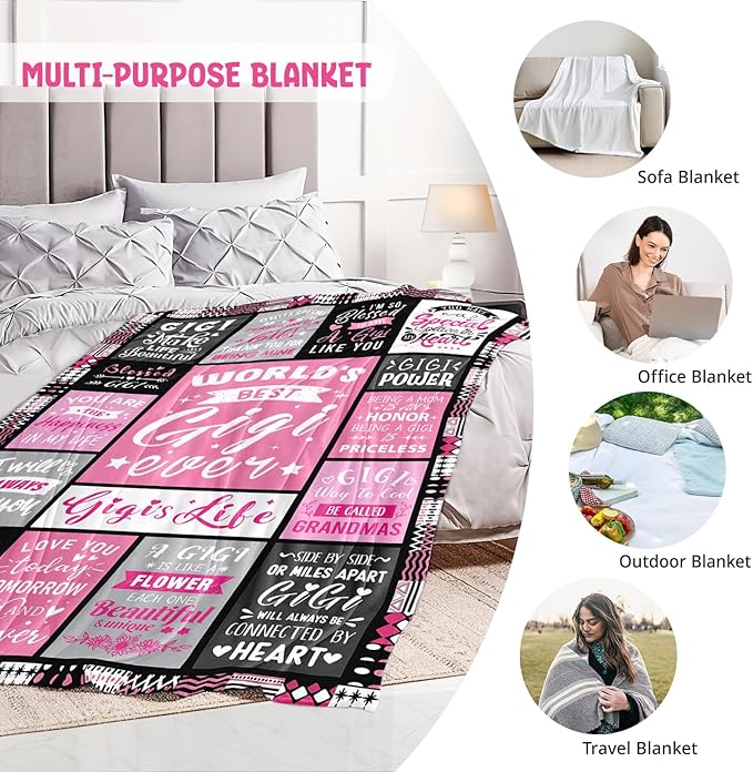 Gigi Gifts for Grandma - World's Best Gigi Ever Gifts on Christmas Mothers Day Birthday - Birthday Gift for Grandma from Grandkids Unique - Gigis Life Blanket 50"x60"