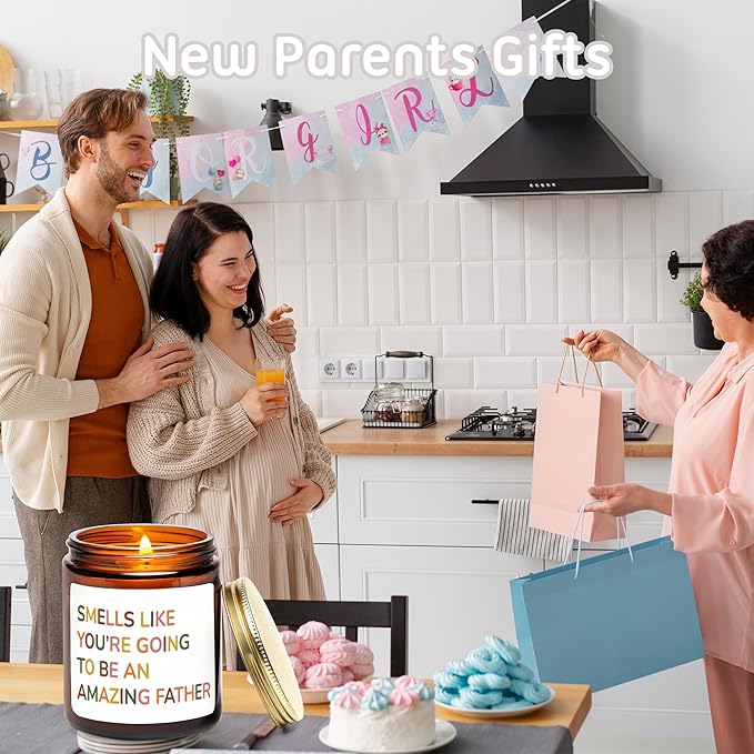Fathers Day Candle for Dad - New Father Gift, Pregnancy Gifts for First Time New Dad - Gender Reveal Gifts for Parents to Be, 7oz