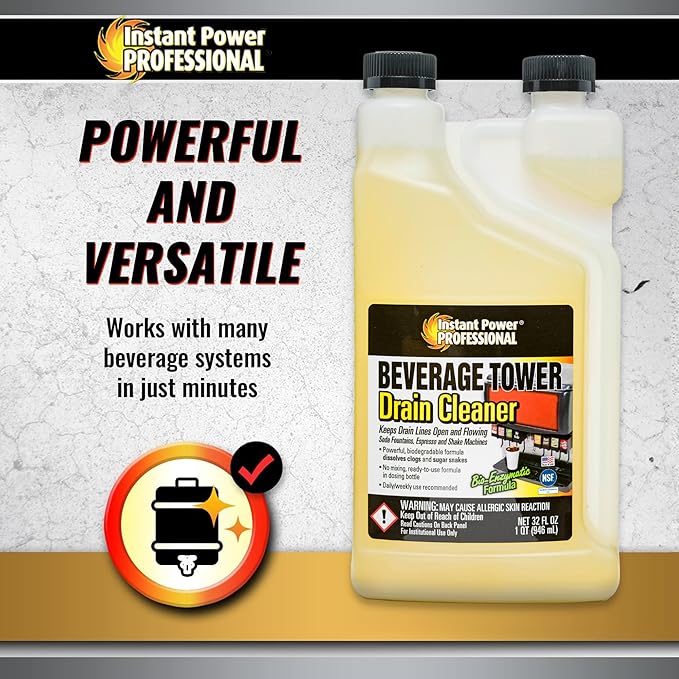Instant Power Professional Beverage Tower Drain Cleaner, Keg Line Cleaner Solution