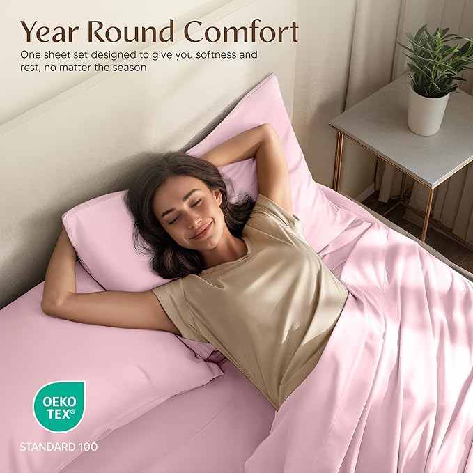 Utopia Bedding King Size Sheet Set – 4 Piece Bed Sheets, Soft and Breathable Microfiber, Includes 1 Fitted Sheet, 1 Flat Sheet and 2 Pillowcases – Oeko Tex (Crystal Pink)