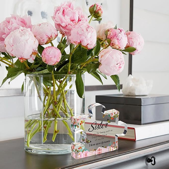 VELENTI Gifts for Mothers Day - Sister Engraved Acrylic Puzzle Piece with Heartfelt Message - Perfect Sister Birthday, Thanksgiving, Paperweights - Cute Decoration for Home, Office
