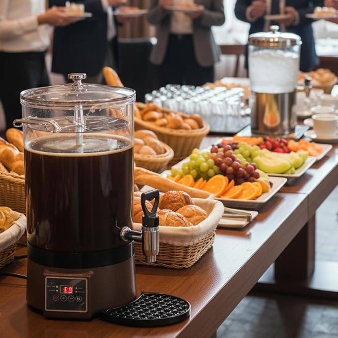 Commercial Coffee Urn Hot Beverage Dispenser Coffee Maker, Food-grade Plastic 26 L 170 Cups, Hot Chocolate Machine, Electric Percolator for Catering Hot Water for Hot Cocoa, Drink, Tea, Juice
