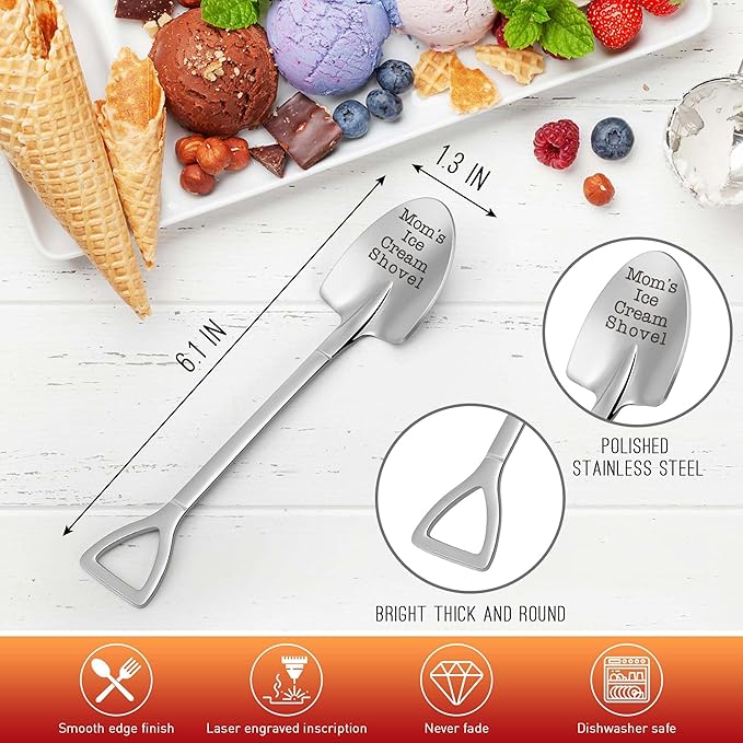 Funny Gifts for Mom Mothers Day - Mom Mother's Day Birthday Gifts from Daughter Son Kids Mom's Ice Cream Shovel Spoon Scoop Gift for Mother-in-law Mama Mommy Anniversary Present Ideas Kitchen Gadgets