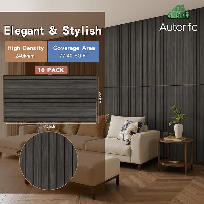 Wood Veneer Sound Panels, 10 Pack 47.2”x23.6” Wall Panels, Decorative Acoustic Panels for Walls, for Office,Home Theater,Studio,Living Room,Rustic Walnut