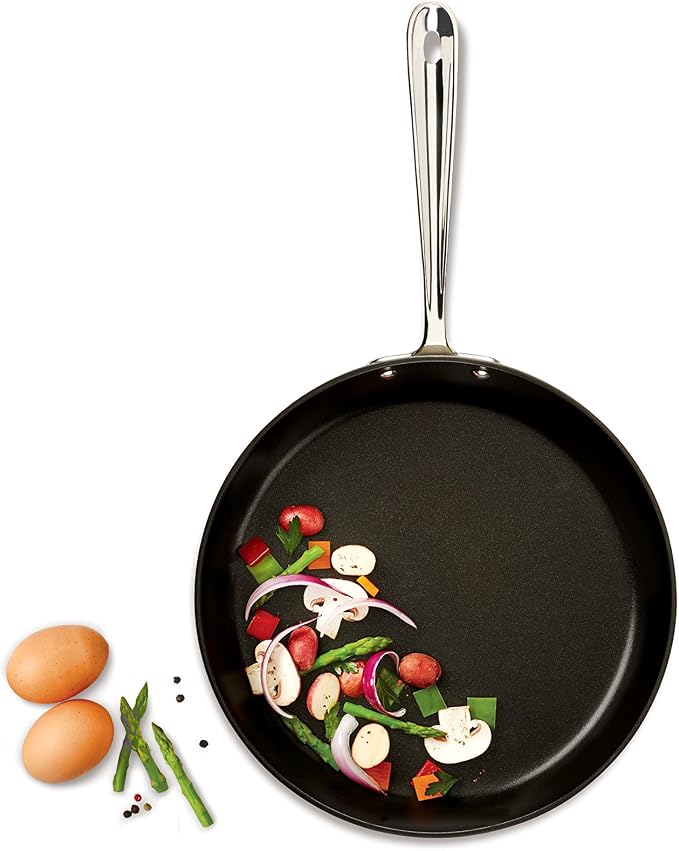 All-Clad Aluminum 12-inch Nonstick Frying Pan, Medium Grey Aluminum 10-inch Nonstick Fry Pan, Black
