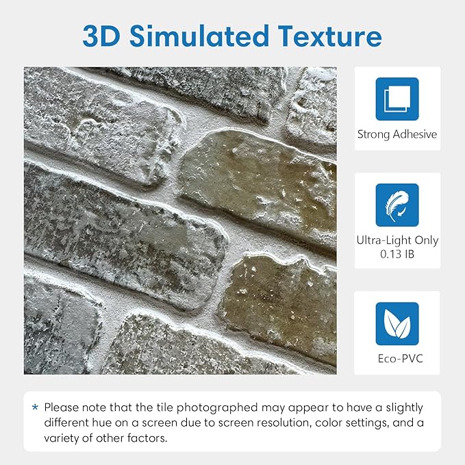 COMSTICKC 3D Faux Brick Wall Panel Peel and Stick, 10 Pcs of 12"X12", Small Size, Ultra-Light PVC Fake Brick Decorative Tiles Backsplash, Paintable, Not Real Brick (Vintage Brown Gray)