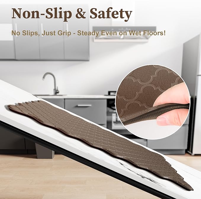 Arenarug Upgrade Scalloped Embossed Kitchen Mats for Floor 2PCS Cushioned Anti Fatigue Waterproof Foam Kitchen Rugs Non Slip Washable Comfort Standing Mat for Sink Laundry, 17.3"x30"+17.3"x59", Brown