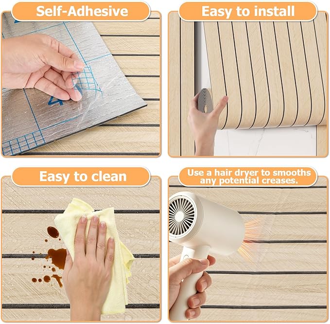 Arthome Peel and Stick Slat Wall Panels 15.7 "x240,Self-Adhesive PVC Wood Grain Wallpaper Panel,3D Thick Faux Soundproof Backsplash Accent Wall Tile for Walls & Furniture (Beige- Coverage 26 Sq.ft)