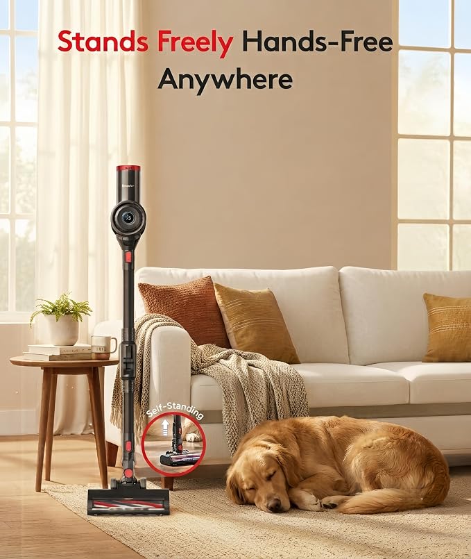 RONEAIR Cordless Vacuum Cleaner, 40Kpa Vacuum Cleaners for Home, 45Mins Stick Vacuum with Bendable Wand, Anti-Tangle & 1L Dust Cup, Lightweight Vacuum for Hardwood Floor Carpet Pet Hair
