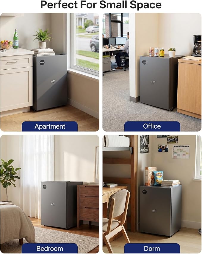 Upstreman 2.5 Cu.Ft All-Refrigerator Mini Fridge, Single Door Small Refrigerator, Dorm Fridge with 7 Adjustable Thermostat, Compact Refrigerator for Office, Bedroom or Dorm, Gray-CR26