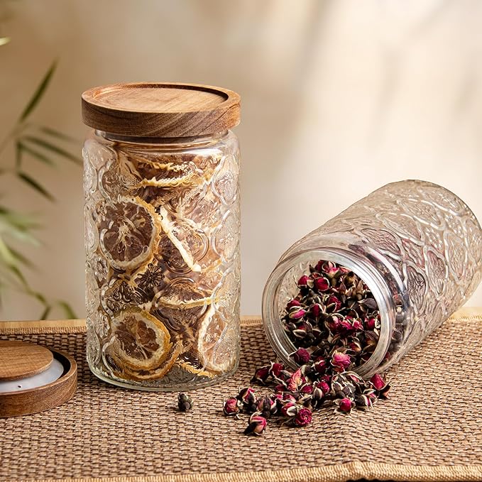 32Oz/3Pcs Glass Jar with Lid, Candy jar, Cute jar, Vintage Glass Storage Jar for Sugar, Coffee, Tea, Spice, Flour, Candy Cookie, Pasta, Cereal