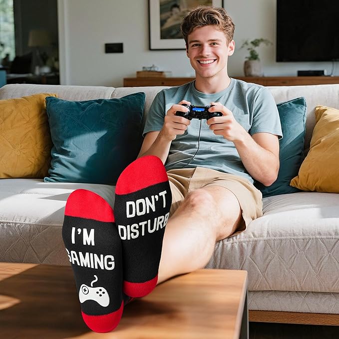 Kelool Do Not Disturb I'm Gaming Socks,Men Gifts for Men Teen Boys Dad Son Kid St Patricks Day Father Mothers Day Socks Gifts