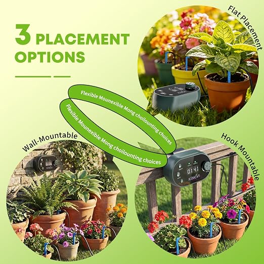 Solar Drip Irrigation System Kit, Auto Plant Waterer for 15 Pots | 3W Solar DIY Watering Device with Bucket & Flower Pots Included, 22 Programmable Timer Modes, Anti-Siphon