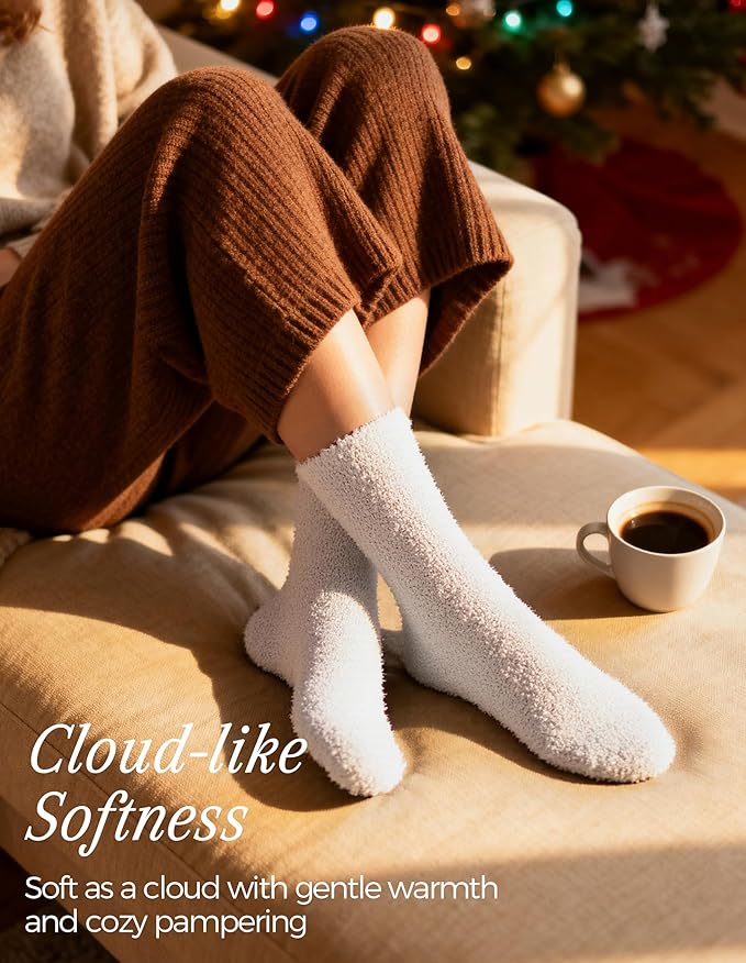 TEHOOK Warm & Cozy Gifts for Women, Fluffy Fuzzy Plush Sleeping Slipper Socks - Soft Warm Fabric