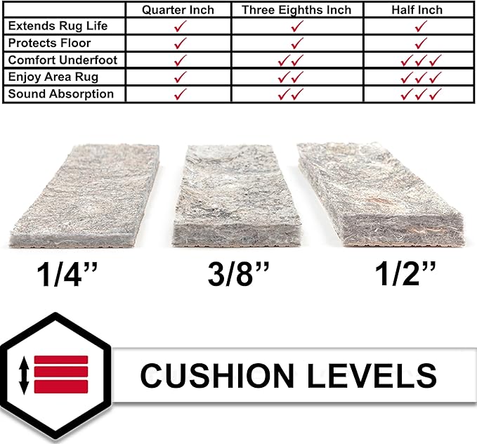 Mohawk Home Non Slip Rug Pad 9' x 12' - 1/2" Thick Felt + Latex Rubber Gripper - Dual Surface Cushion for Hardwood, Carpet, Tile Floors, Made in USA